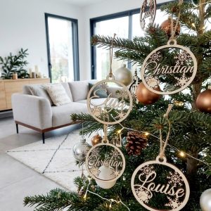 Boule de Noël en Bois - Flocons
