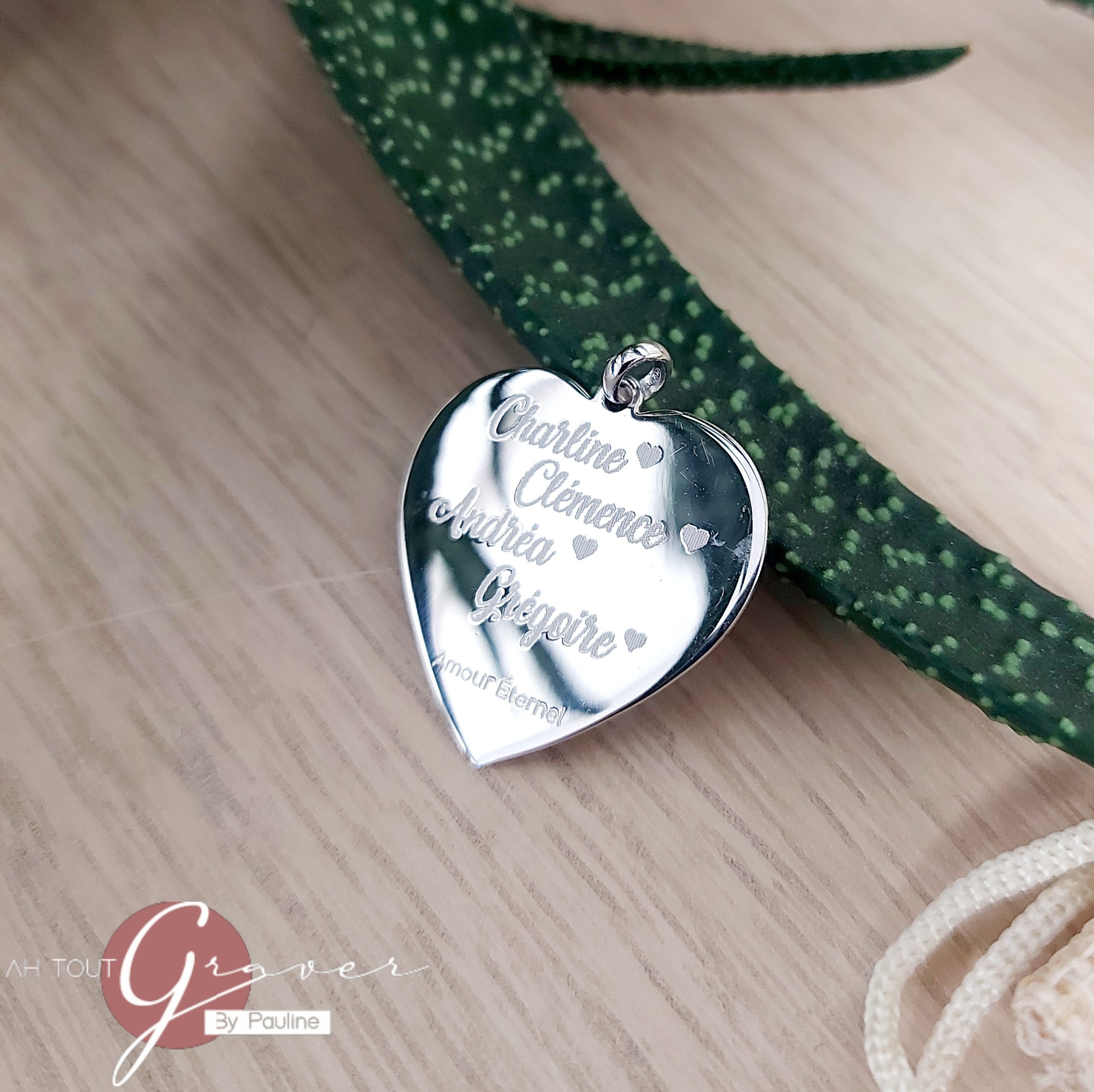 Pendentif "Love" - Grand coeur - Argent