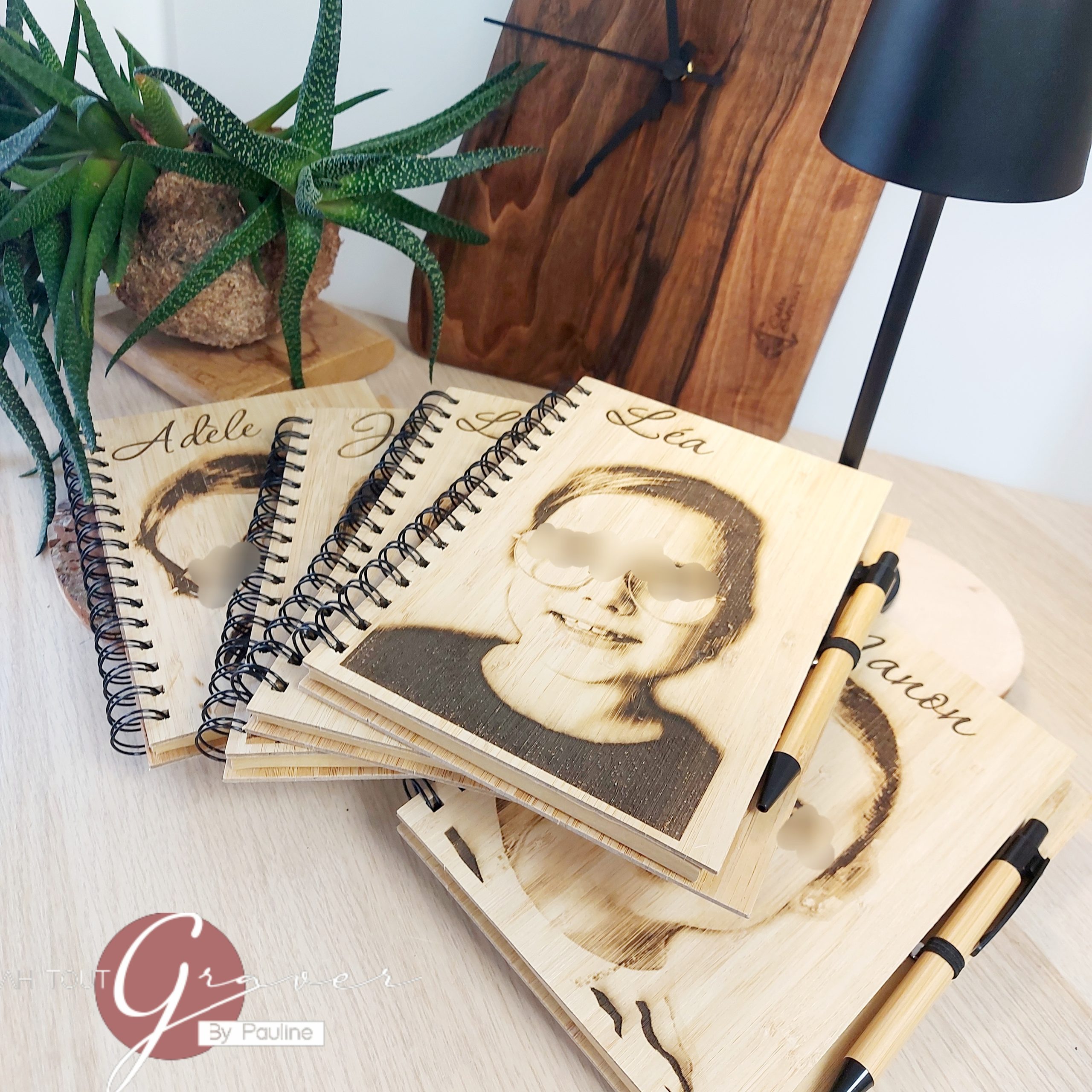 Carnet de Note - Couverture bois avec gravure PHOTO – Image 3